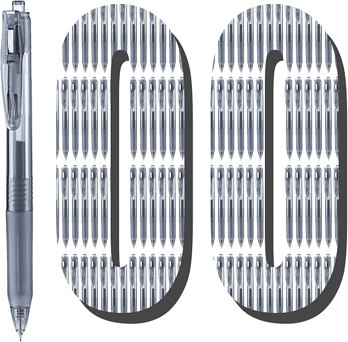Aozora Black Gel Pens Fine Point Smooth Writing Pens 100 Pack Retractable Black Ink Pens 0.5mm Quick Dry Office School Supplies (Black-100pack)