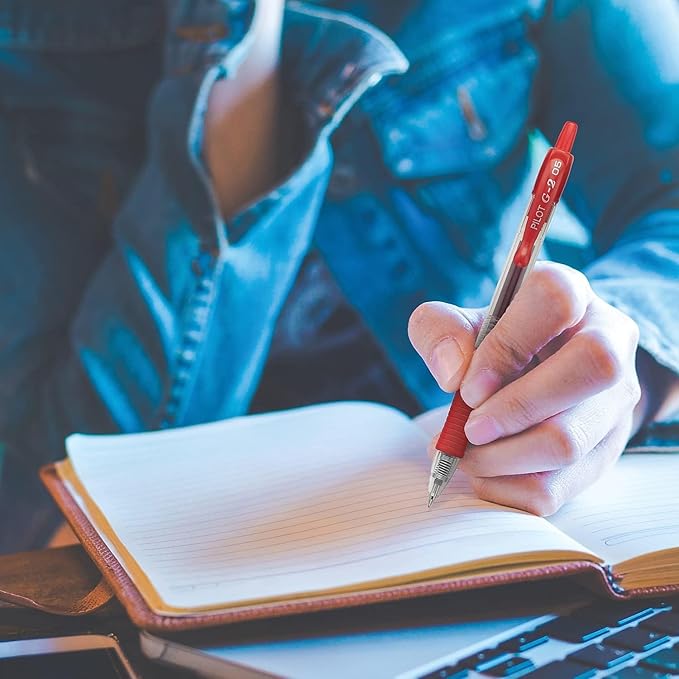 G2 Retractable Premium Gel Ink Roller Ball Pens Extra Fine Point (.5mm) Green Ink 8 pack; Refillable & Premium Comfort Grip Bundle with Plastic Reusable Pouch