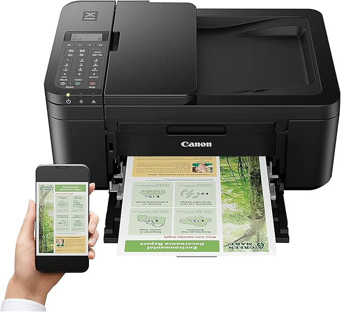 Canon PIXMA TR4720 All-in-One Wireless Printer with Auto Document Feeder, Mobile Printing, Copy, Fax and Scanner Black 5074C002 Bundle with DGE USB Connection Cable + Small Business Software Kit
