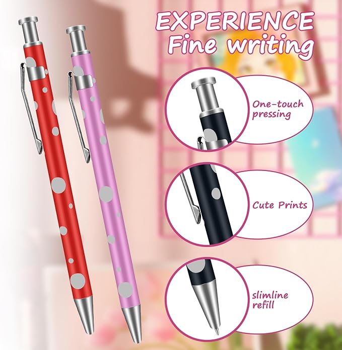 Retractable Ballpoint Pens, Assorted Colors, Men Women Retractable Pens,1.0 mm Black Ink (36)