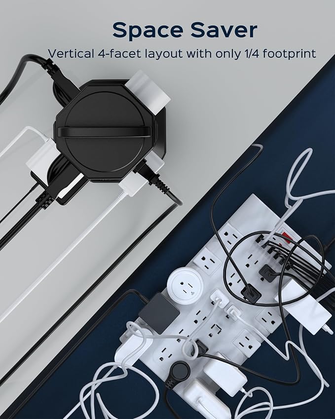 Power Strip Tower Surge Protector, JACKYLED 16 Outlets 6 USB (2 USB C) Charging Station, Extension Cord with Multiple Outlets, 1050J 1625W/13A Outlet Extender 6.5ft Extension Cord for Home Office