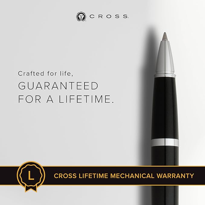 Cross Bailey Refillable Rollerball Pen Presented in a Premium Gift Box - Medium Point, Black Ink, Black
