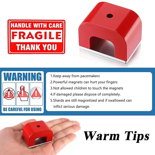 Red Horseshoe Heavy-Duty Alnico Power Magnets for Education and Doing Velvet Nail (22 lbs Pull)