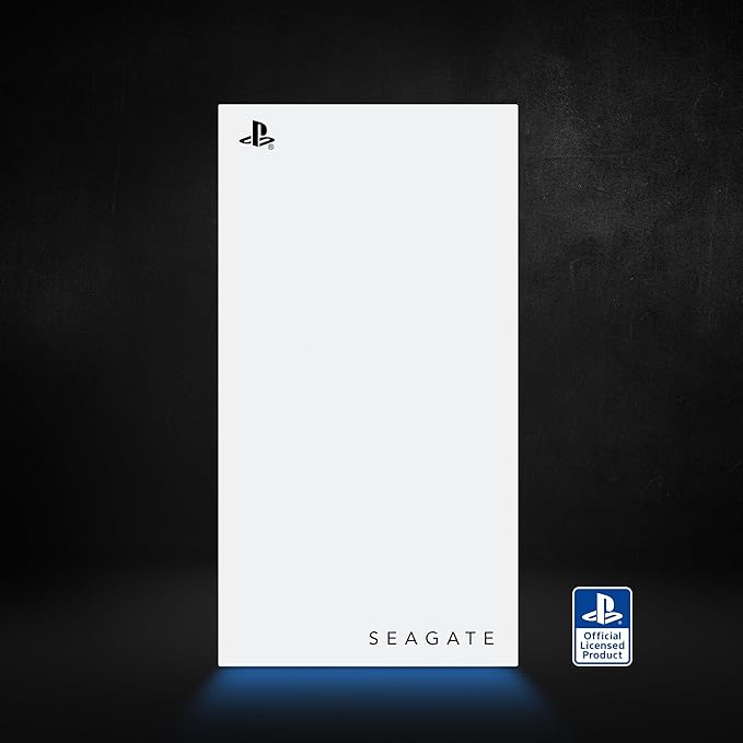 Seagate Game Drive for PS5 External SSD 2TB Solid State Drive - USB 3.2 Officially Licensed White with Blue LED Lighting (STMH2000100)