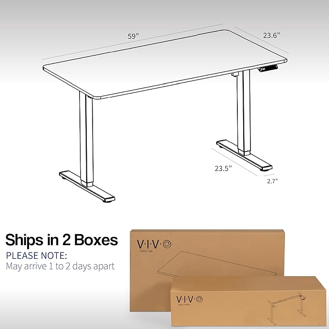 VIVO Electric 60 x 24 in Standing Desk, Memory Height Adjustment, 1B Series, One-Piece Reclaimed Wood Top, Gray Frame, DESK-KIT-1G6P