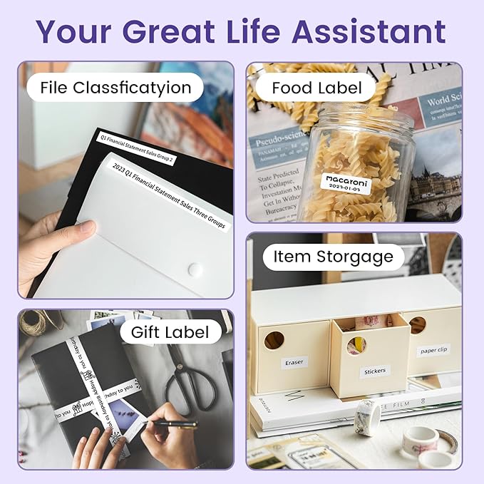 Phomemo D30 Label Makers Machine - Portable Bluetooth Mini Sticker Thermal Label Printer Handheld Rechargeable, Easy to Use for Office Home Organization, Rich Icon Font Multiple Templates