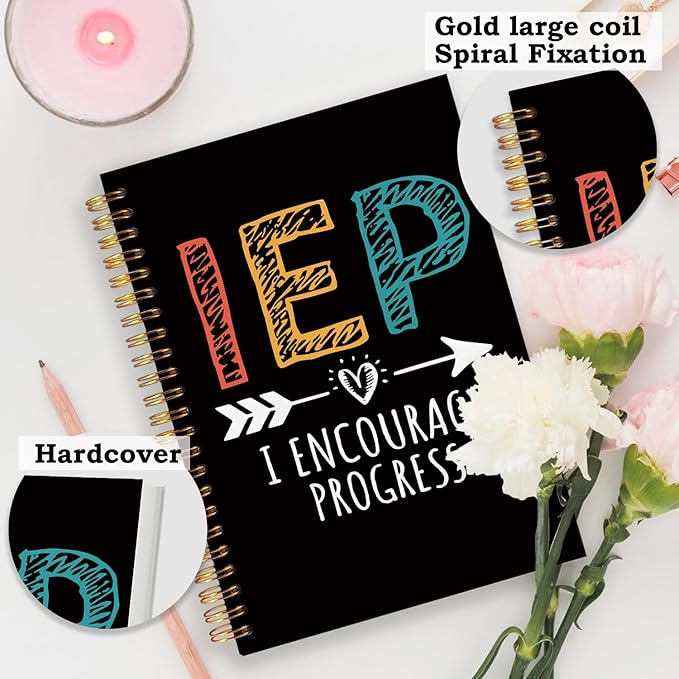 SNNDER IEP Special Education Teacher Gifts Notebook Journal, IEP Teacher Must Haves, IEP I Encourage Progress Hardcover Spiral Notebooks 5.5x8.3 Inch