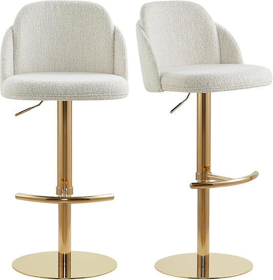 CHITA Adjustable Bar Stools Set of 2, Swivel Counter Height Stools with Stainless Steel Base for Bar, Kitchen Island, Dining Room, Gold