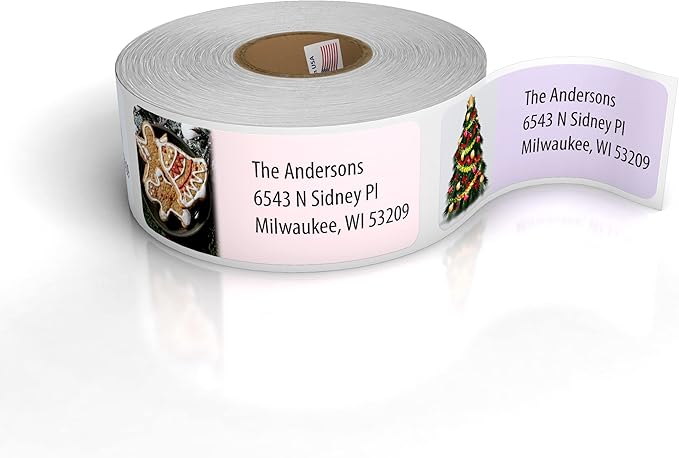Customized Personalized Address Labels - Made in The USA by Kenco (500 Labels, Christmas)