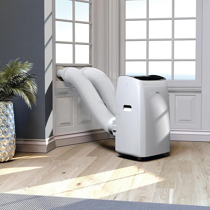 TCL H10PDH56W, 450 Sq. Ft, 10,000 BTU Q-Series Dual Hose Portable Inverter Air Conditioner & Heater, AC Unit with Heat, 47% Energy Savings, Compact Design, Works with Smart Home Devices, White