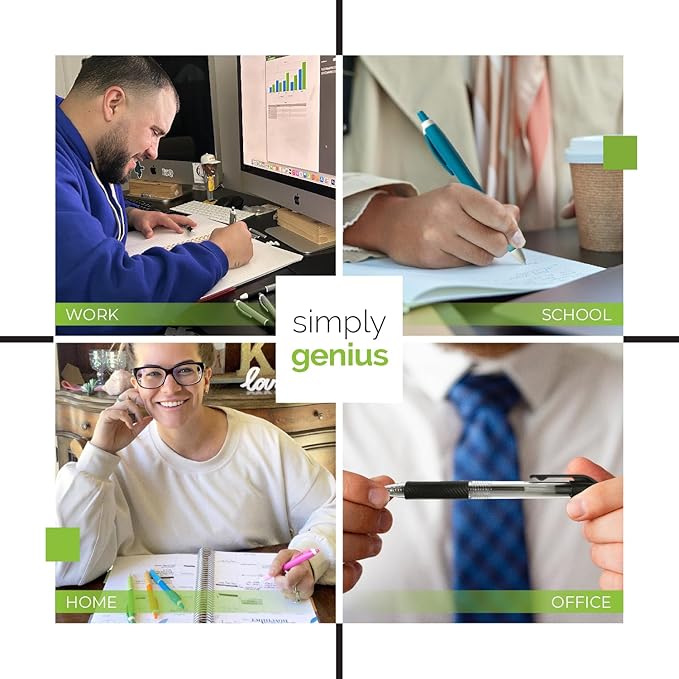 Simply Genius 200-Pack Retractable Blue Pens - Ballpoint Pens for Smooth Writing and Comfortable Grip - Ideal for Journaling and Note-taking - Blue Ink