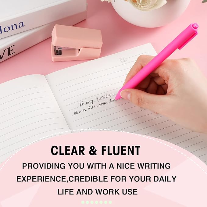 Teling 100 Pcs Ballpoint Pens Retractable Comfortable Cute Stylish Writing Pens in Medium Point 1.0 mm for Office Supplies(Rose Red)