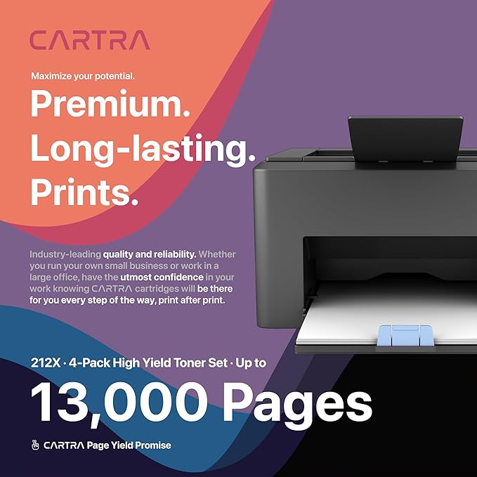 CARTRA 212X High Yield Toner Cartridges 4 Pack for HP Color Laserjet Enterprise Flow MFP M578c, M578z, M554dn, M555dn, M555x, M578dn, M578f, M578, M554, M555 Series Printer