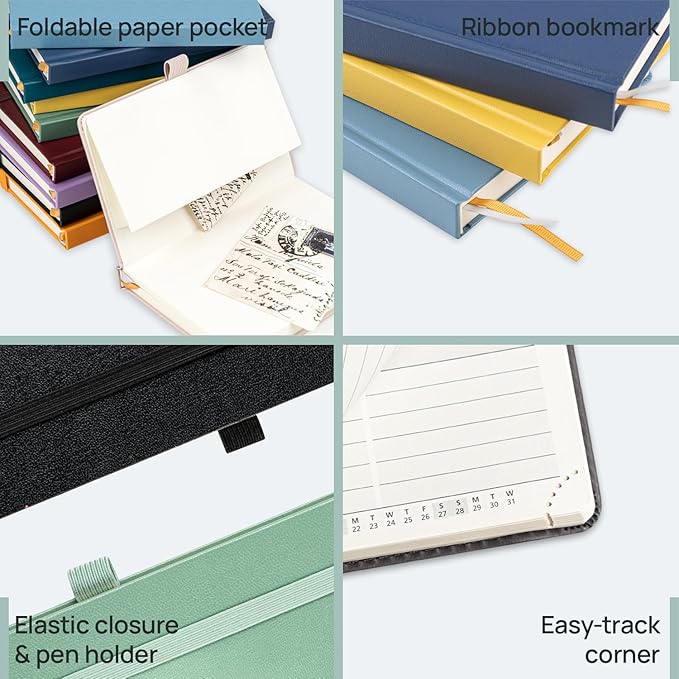 POPRUN Pocket Planner 2025-2026, (Purse Size 4''x 6.25'' Hard Cover) Academic Year Calendar Daily Weekly and Monthly (July 25-June 26) with Hourly Time Slots, 100 GSM Paper - Orange