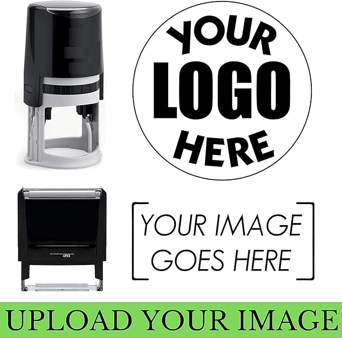 Custom Logo Stamp - Personalized Business Image Stamper 7/8" x 2-3/8" (Black)