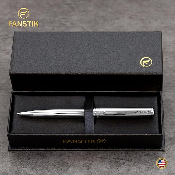 Silver Luxury ballpoint Pen (Made In USA) fancy gift set for women, Chrome Finish, Professional executive pen gift set for men (Lux BallPoint Silver)