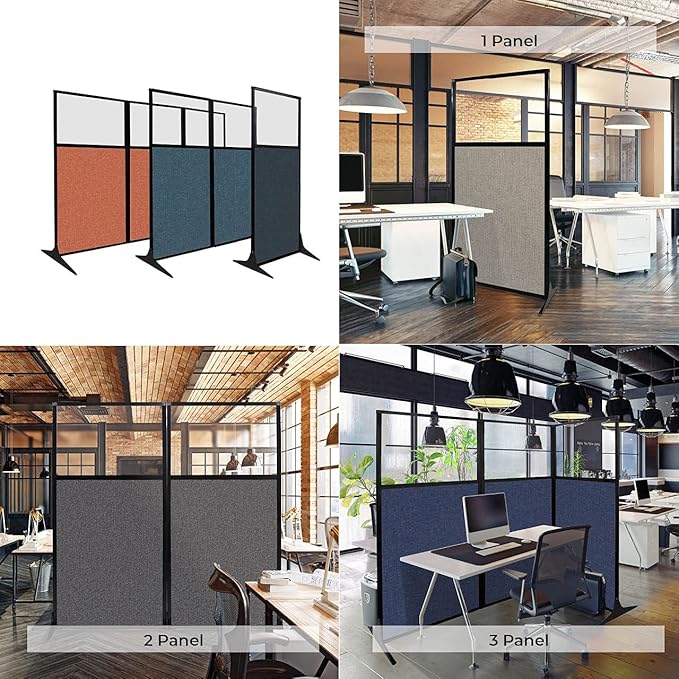 Versare Workstation Partition | Portable Wall Divider | Modern Office Cubicle | Free Standing Privacy Screen | Flexible Work Space | 99" x 70" Charcoal Gray Fabric Panels