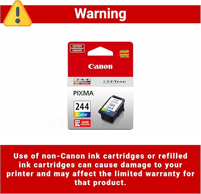 Canon CL-244 Genuine Color Ink Cartridge, Compatible with iP2820, MX492, MG2420/2520/2920/2922/2924/3020/2525, TS3120/302/302a/202/4520/3320