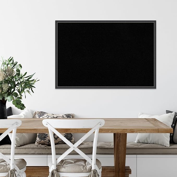 Amanti Art Black Cork Board for Wall, 25x37 Vision Board with Black Wood Frame, Large Corkboard Office Decor for Home Organization, Traditional Corkboard Pinboard to Display Items for Home