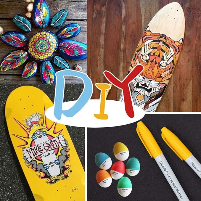 Nicecho Permanent Markers, 30 Colored Fine Point Marker Pens, Waterproof Marker Works on Paper, Plastic, Wood, Metal and Glass