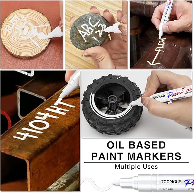 Light Green Permanent Paint Pens - 2 Pack Oil Based Paint Markers, Pens For Rock Painting Car Tyre Metal, Plastic, Canvas, Mugs, Wood, Glass, Quick Drying and Waterproof, Medium Point