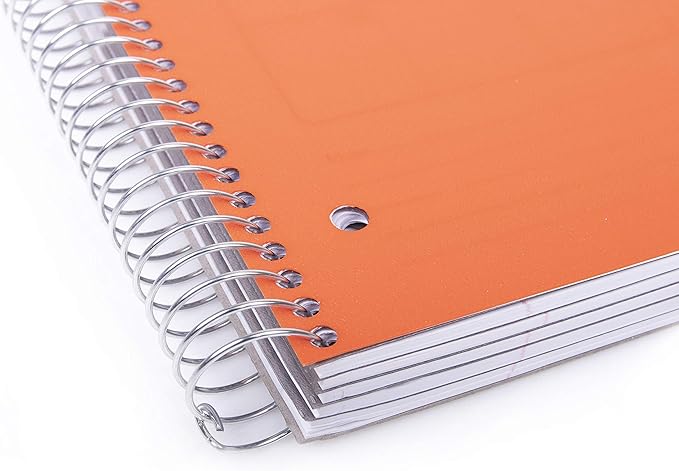 Mintra Office Durable Spiral Notebooks, 5 Subject (Orange, Wide Ruled 1pk)