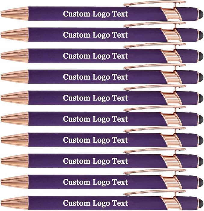 Custom Engraved Ballpoint Pens Bulk, Personalized with Name/Logo, Black or Blue Ink, Smooth Writing for Office, School, Business, Church, Reunion 100 Pcs Bulk Purple