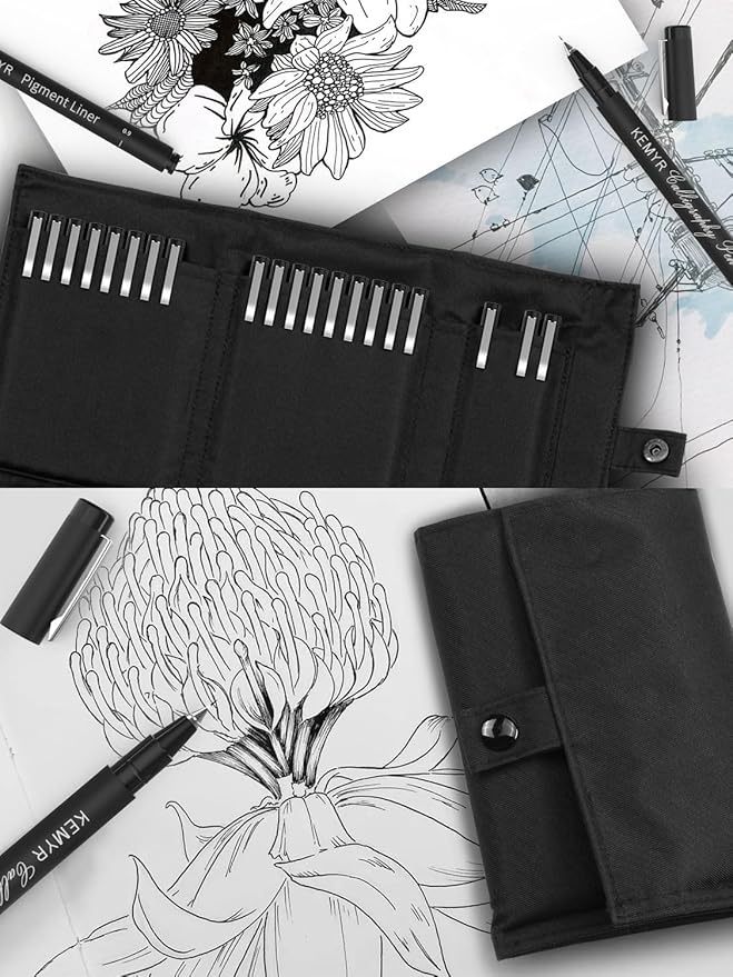 8 Micro Fine liner Drawing Art Pens Calligraphy Pens: XS-E3.0 Size Black Art supplies Waterproof Archival Black Ink Markers For Artists,Use for Professional Watercolor,Sketching