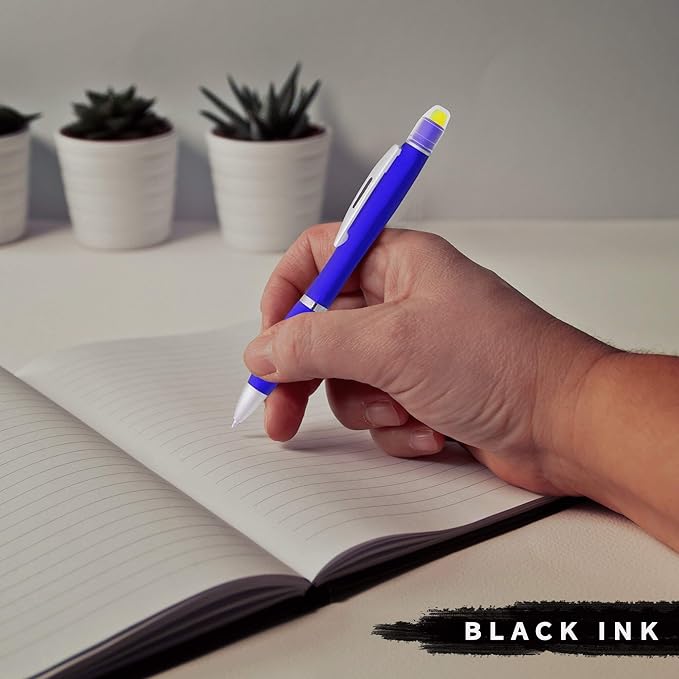 DISCOUNT PROMOS 10 Marathon Gel Highlighter Pens Pack - Twist Mechanism, Ballpoint - Blue