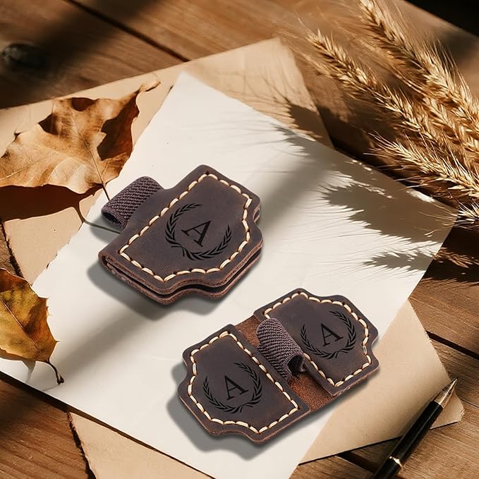 Personalized Magnetic Leather Bookmark with Pen Holder - 26 Letters Custom Book Mark with Name Initial Engraved Book Marker for Readers, Book Lovers, Travelers - Gift for Women & Men(Light Brown，T
