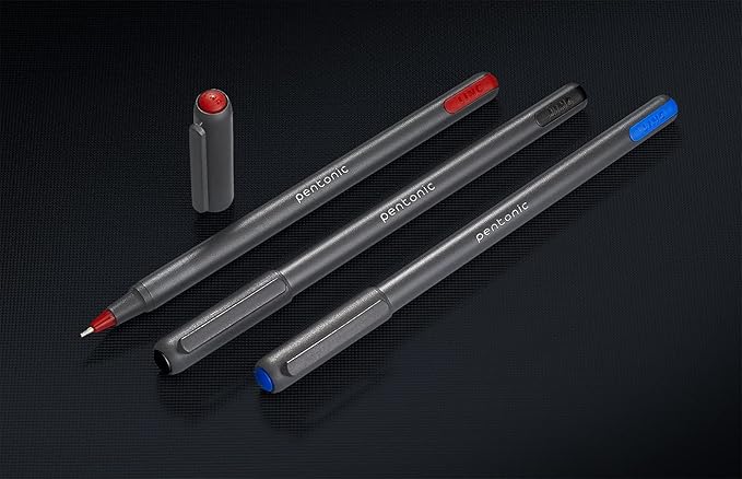 Pentonic Ballpoint Pens In Pen Organizer, Bulk 50 Count, Assorted Colored Ink (10 Different Colors), 1.0 mm Medium Point, Smooth Writing (PEN12177)