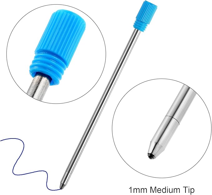 TecUnite 20 Pieces 2.75 Inch Ballpoint Pen Refills for Diamond Crystal Stylus Pens with Black Velvet Bag Supplies(Black and Blue Refill)