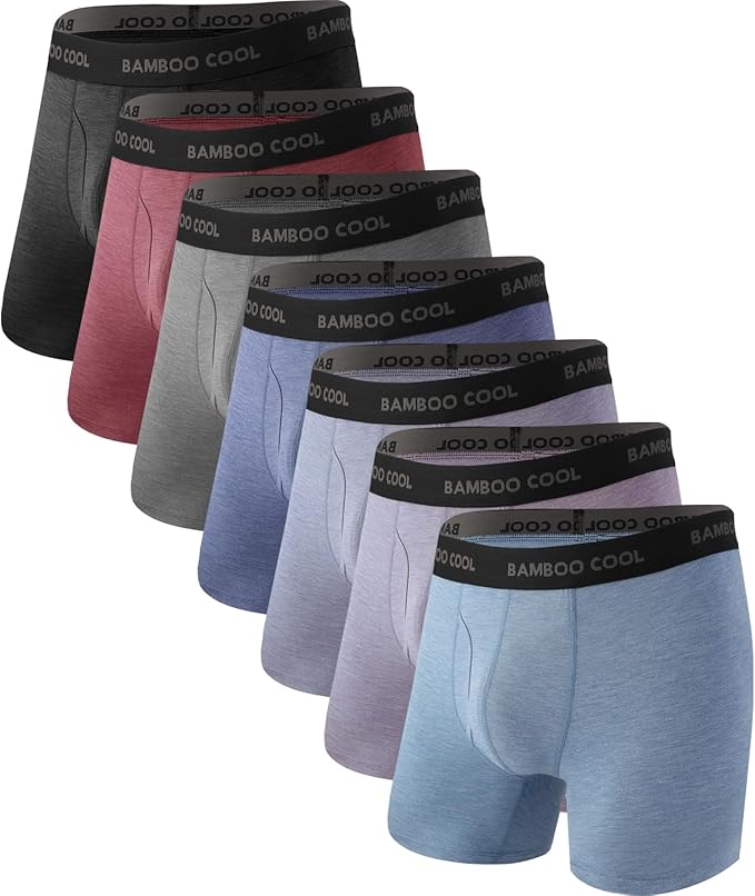 BAMBOO COOL Men's Ultra Breathable Underwear,No Riding Up Boxer Briefs with ComfortFlexible Waistband,Multipack