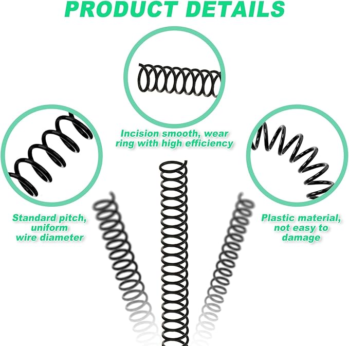 Leinuosen 120 Pack Plastic Spiral Binding Coils Kit Spirals Multi Size Coils for Binding Binder Combs Spines(1/2 Inch,Black)