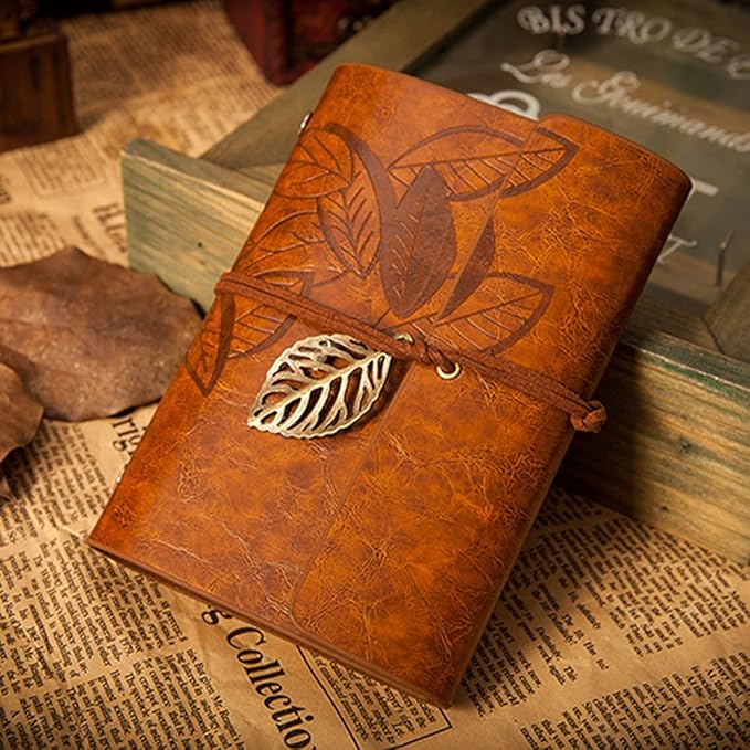 EvZ 7 Inches Vintage Dark Brown PU Leather Cover Loose Leaf Blank Notebook Journal Diary Gift