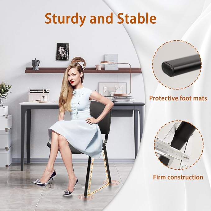 CLATINA Stacking Waiting Room Chairs, PU Leather Armless Office Guest Chair with Metal Frames, Stackable Conference Room Chairs No Wheels for Reception Lobby Side Meeting Training School, Black