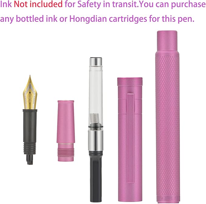 Hongdian 1851 Pink Forest Fountain Pen Blade Nib Classic Design Calligraphy Pen with Converter and Metal Pen Case Set