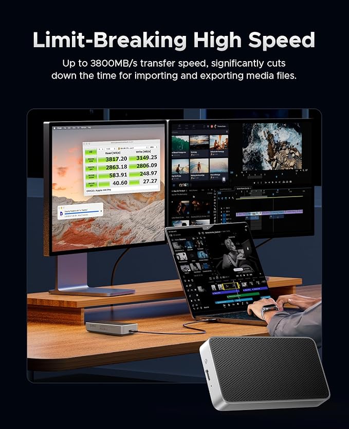 ORICO 4TB USB4.0 External SSD 3800MB/s(40Gbps) - Ultra-Fast Portable NVMe SSD, Compatible with Thunderbolt 3/4, Fanless Aluminum Design for Photographers, Video Editors X40