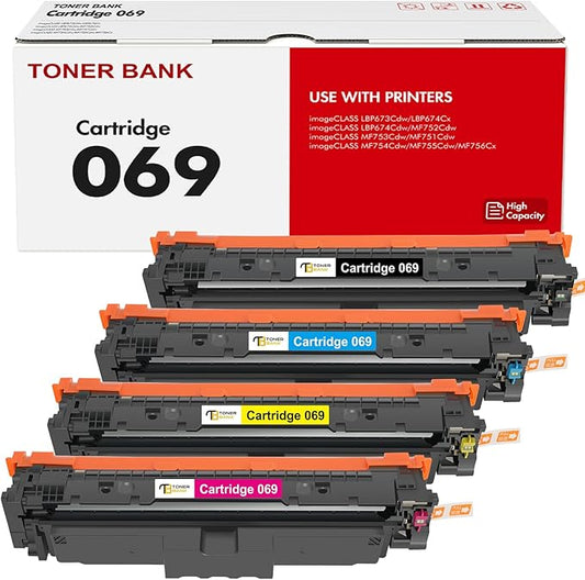 069 Toner Cartridge Set 069H MF753Cdw Compatible Replacement for Canon 069 069H Toner Cartridge for Canon imageCLASS MF753Cdw MF751Cdw LBP674Cdw Printer Ink Black Cyan Yellow Magenta 4 Pack