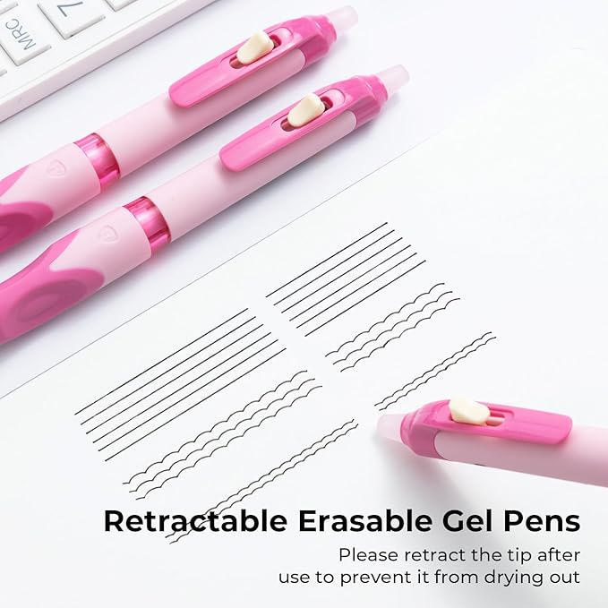 M&G 3 PCS Retractable Erasable Gel Pens, 0.5mm Black Ink Gel Pen, Fine Point Erasable Pen Make Mistakes Disappear, Premium Comfort Grip Note Taking and Crossword Puzzles