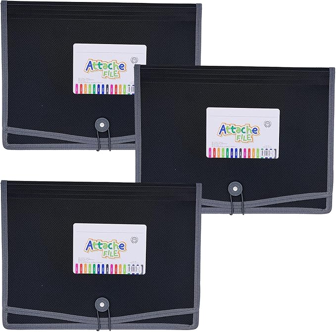 Premium Quality Plastic Expanding File Folder Document Organizer, 3.5" Expansion, A4 Letter Size for Home School Office Organization, 3 Pack