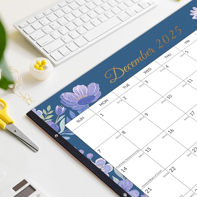 SUNEE Desk Calendar 2025-2026 - 18 Month Calendar Oct 2025 - Mar 2027, 17" x 12" Desktop Calendar with Notes, for Planning, Organizing in Family, School or Office - Colorful Floral 2026 Calendar