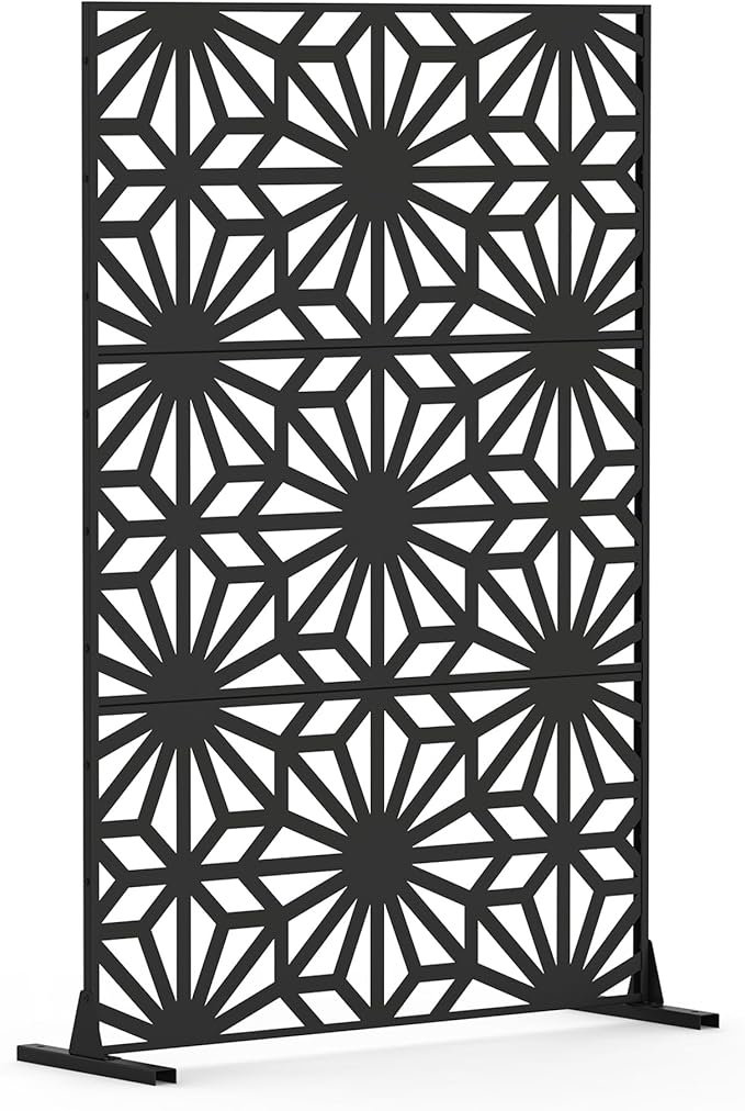 NicBex Room Divider 1 Panel Room Dividers with Flowers Pattern Design Partition Room Dividers and Metal Privacy Screens Wall Divider for Outdoor, Room Separation,48.31" W x 15.75" D x 70.75" H, Black