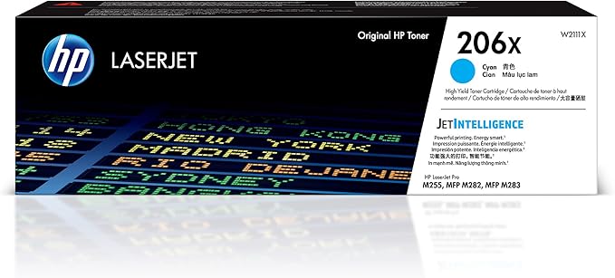 HP 206X Cyan High-yield Toner Cartridge | Works with HP Color LaserJet Pro M255, HP Color LaserJet Pro MFP M282, M283 Series | W2111X