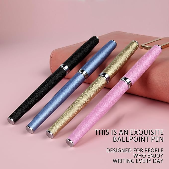 Nice pens,luxury pen with cace,fancy pens Ballpoint Pen Smooth writing experience stylish design effortless writing executive pen-Gift Box with 0.5mm Black Extra 2 Refill (Pink)