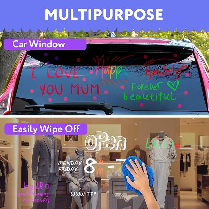 TFIVE Red Liquid Chalk Markers - 2 Pack Bright Colors Erasable Chalk Marker Pens, Reversible Tip, Non-Toxic, for Chalkboards, Signs, Glass, Easy to use Chalk markers TF800