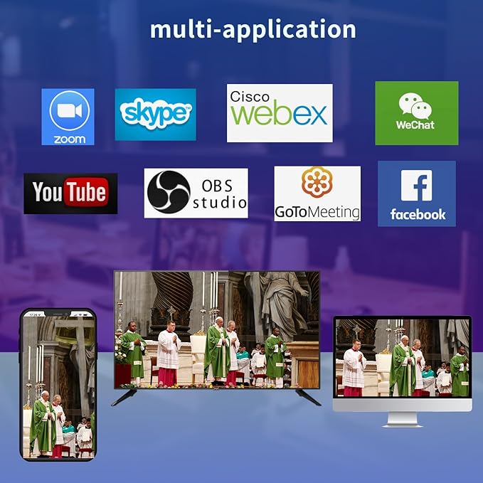 PTZ Camera 4K 21X Optical Zoom, HDMI, 3G-SDI, USB, POE IP Streaming, AI Auto Tracking PTZ Conference Room Camera for Church Services, Worship, Education, YouTube Facebook