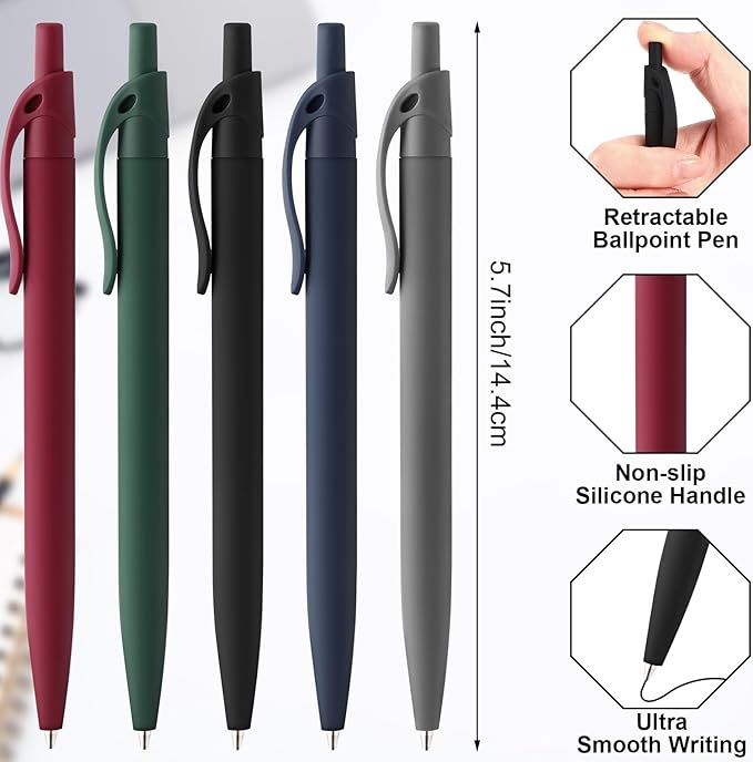 300 Pack Black Pens Bulk Retractable No Bleed Click Black Ink Smooth Writing Ballpoint Pens for School Office Supplies, 1.0mm