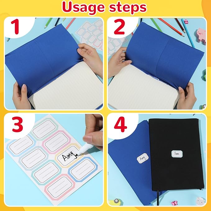 Jumbo Book Covers 8 Pack Reusable Fabric Book Cover Protective Books Covers 9 x 11 Inch Colorful Stretchable Books Sleeve Cover with Label Sticker for Most Hardcover Textbooks Up to 10 x 12.5 Inch