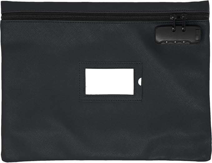 Notary Bag with Lock | 14x11 inch | Black | Zipper Notary Supplies Bag | Locking Notary Bag for Notary Kit, Stamp, Embosser, Ink Pad, and Valuables | Locking Document Bag | Journal Carrying Case